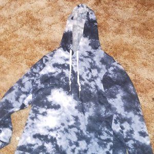 Blue and white tie dye hoodie